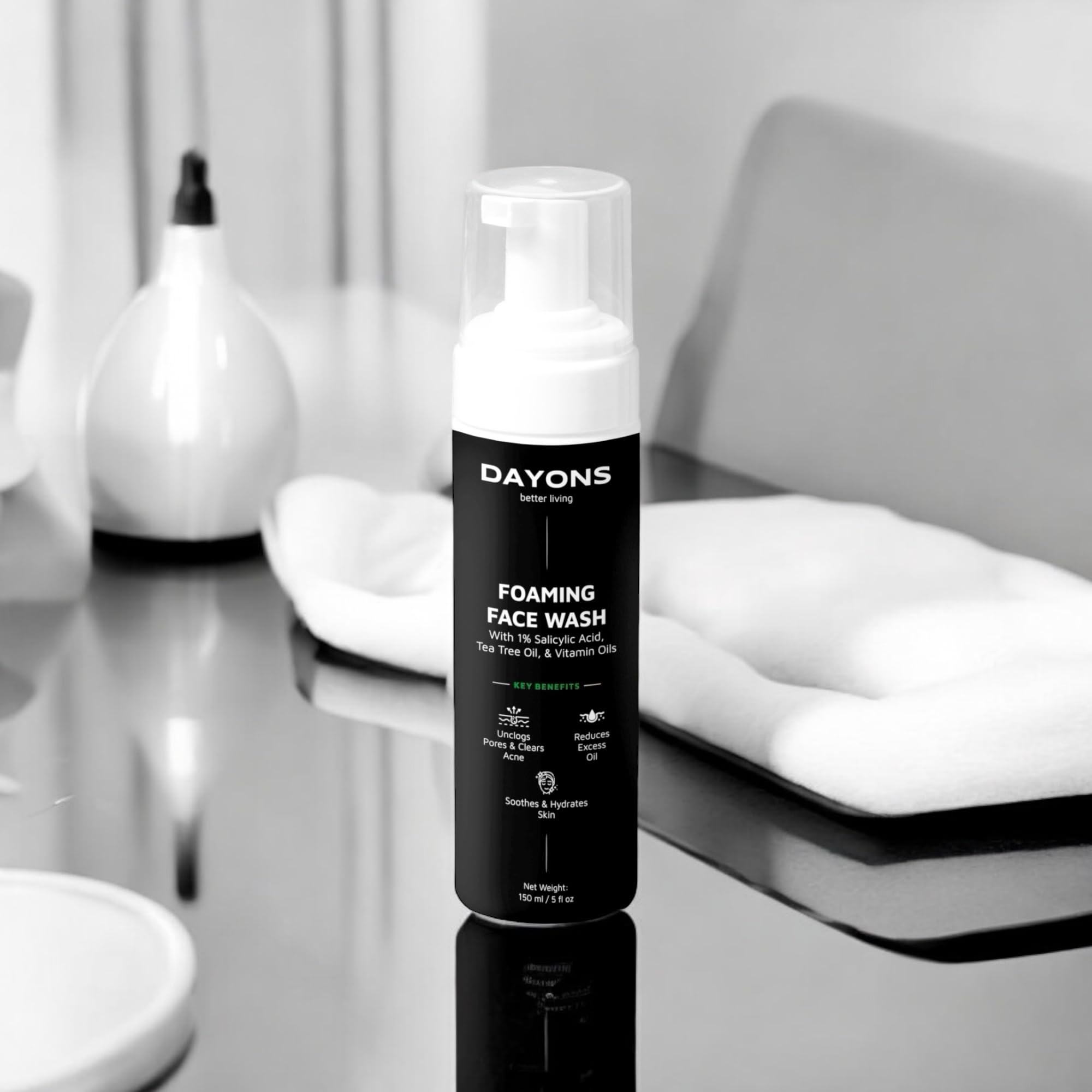 Dayons Foaming Face Wash with 1% Salicylic Acid, Tea Tree Oil and Vitamin Oils, 150ml