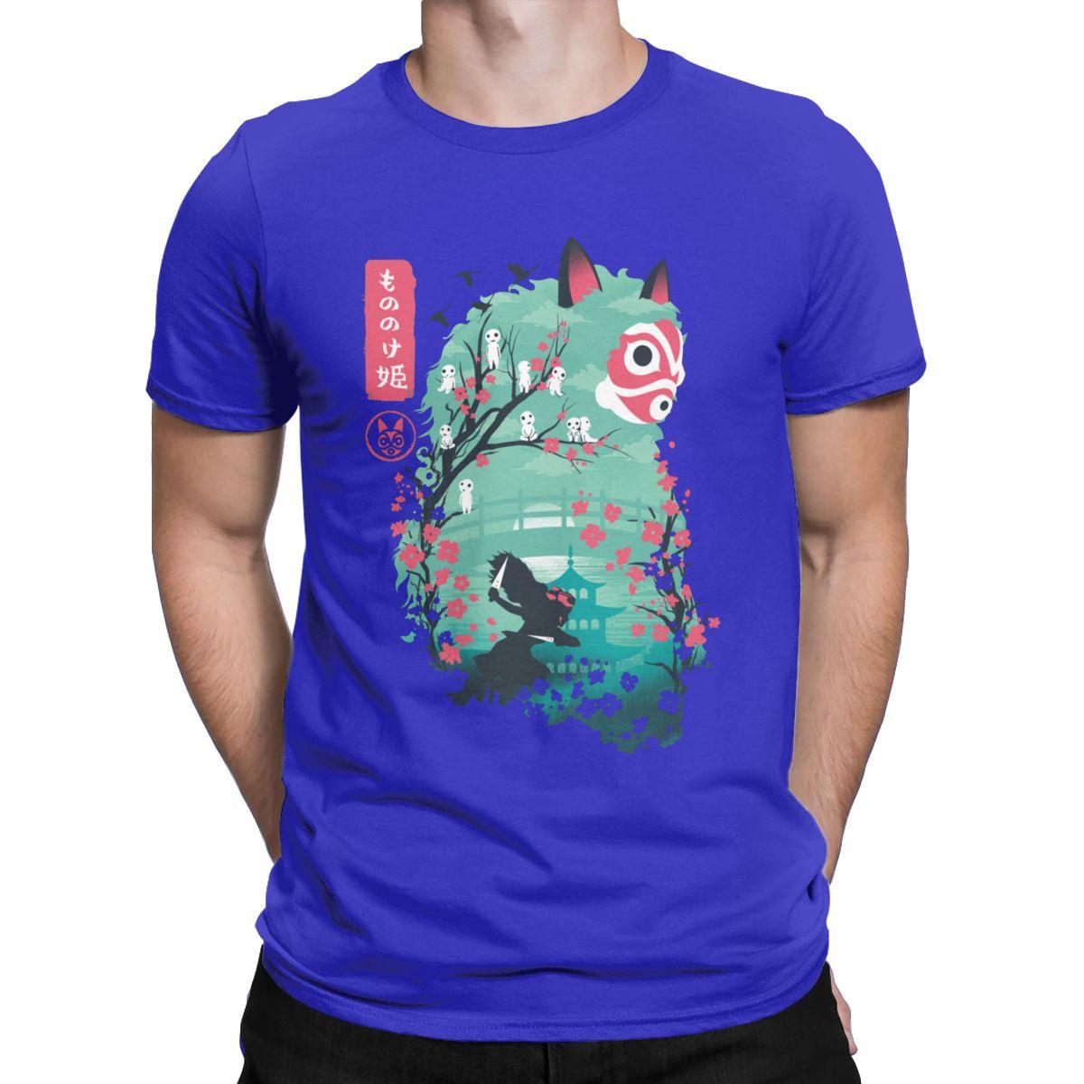 Men S Japanese Ukiyo E Princess Mononoke Classic T Shirt Ghibli Cotton Clothing Novelty Short Sleeve XL