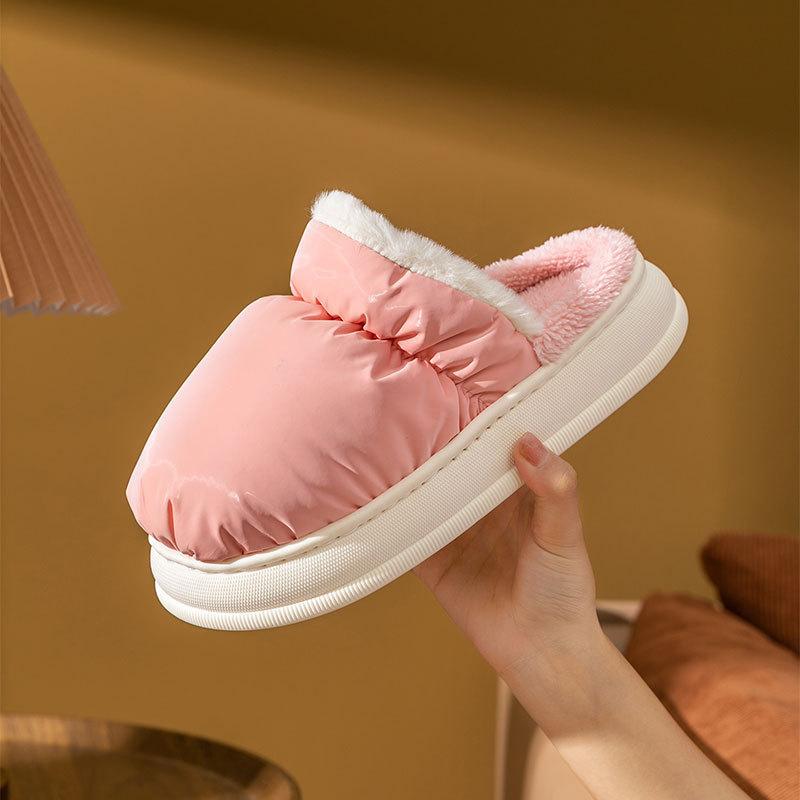 Cotton Slippers Bag and Home Slippers Winter Women's Waterproof Down Cloth Thickened Shoes Non-slip Warm Cotton Shoes Men's Shoes