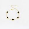 Titanium Steel 9mm Four-leaf Clover Mini Bracelet with Natural White Mother-of-pearl Flower Non-fading Women's Bracelet