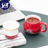 Ceramic Teacup with Infuser and Lid Portable Travel Coffee Cup with Filter and Bag 320ML