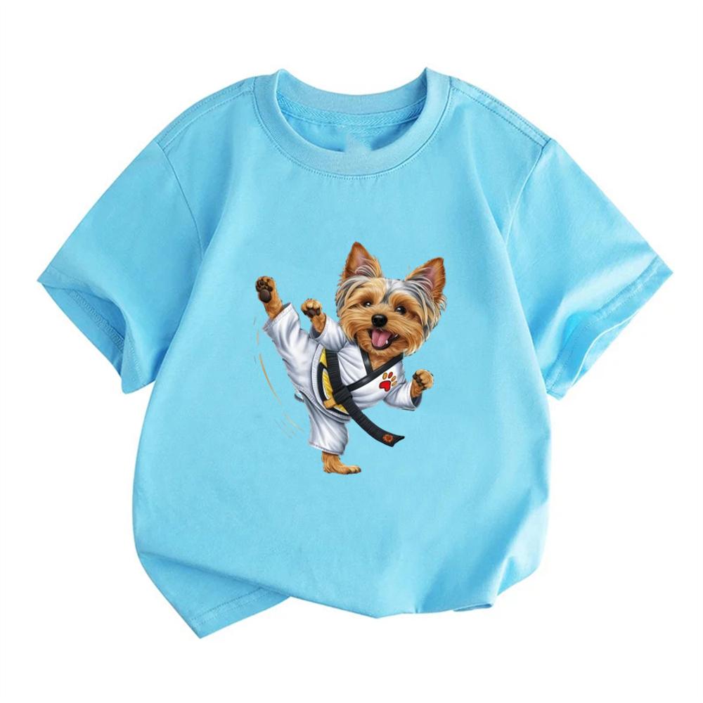 Short Sleeve Child Cute Dog T-shirt Girls Boy White Pink Black Short Sleeve T-shirts Tops Summer Casual Party Supplies Tee