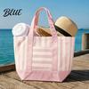 Sac fourre-tout élégant en toile rayée Réutilisable pour les courses Grande capacité Poche avant Sac à bandoulière pour le shopping Pique-nique Trajets Quotidien