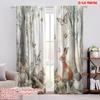 2pcs,2D Plane Printing Contemporary Curtains Forest Gathering Polyester (without Rod) Home Decor for Bedroom, Living Room,