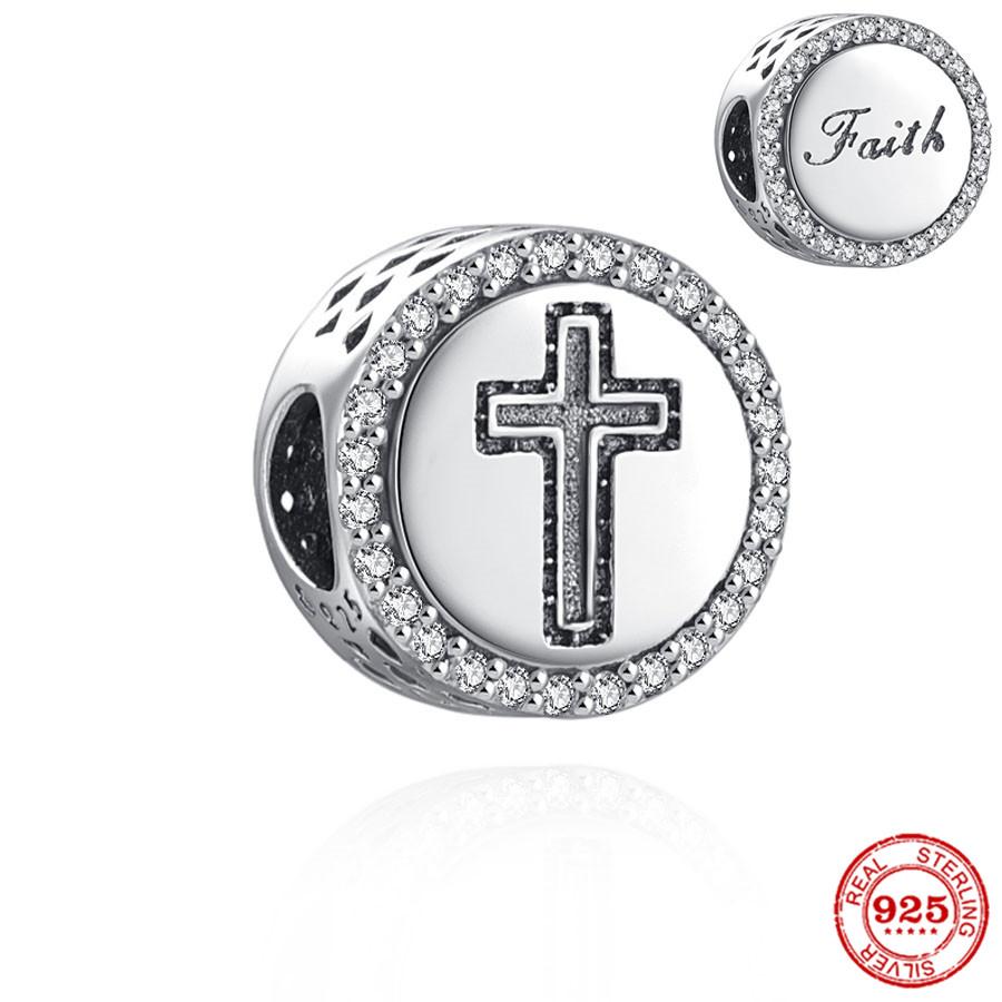 925 Silver Sparkling Cross Safety Chain Dangle Charm Buddha statue Goddess Bead Fit Original Bracelet DIY Jewelry For Women Gift