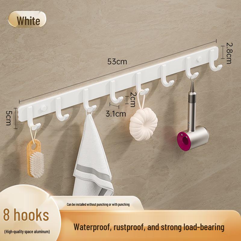 Adhesive Space-Saving Aluminum Towel & Clothes Hook for Bathroom/Kitchen
