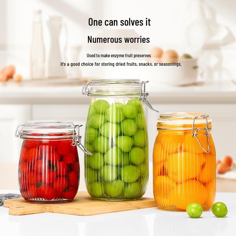 Glass Sealing Jar with Stainless Steel Buckle for Food Storage - Ideal for Tea, Grains, and Cereals In the Kitchen