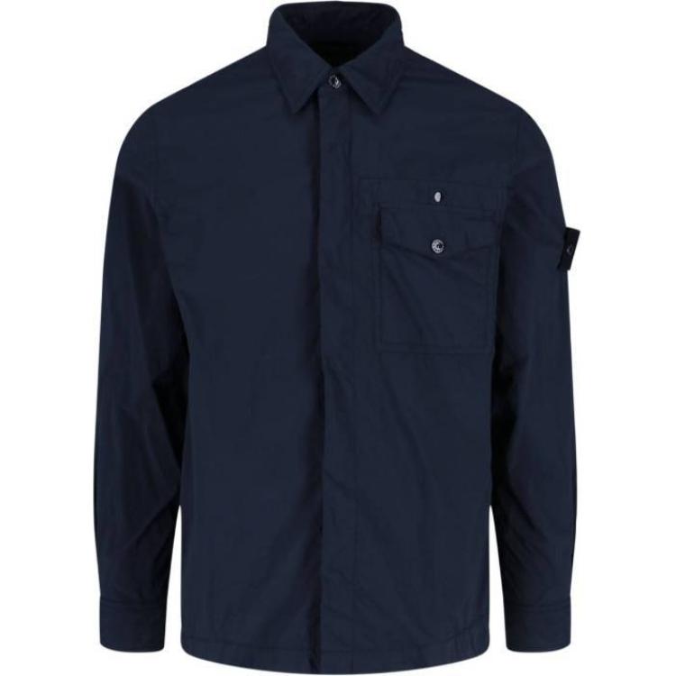 

STONE ISLAND Рубашка мужская Ghost Series однотонная с логотипом, воротник на пуговицах, длинный рукав, темно-синяя K1S151100003S00F6-V0020 S