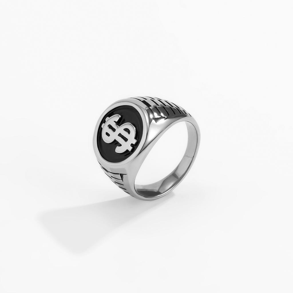 Dollar Sign Men's Ring Retro Trend Street Hip-Hop Punk Style Dollar Coin Ring
