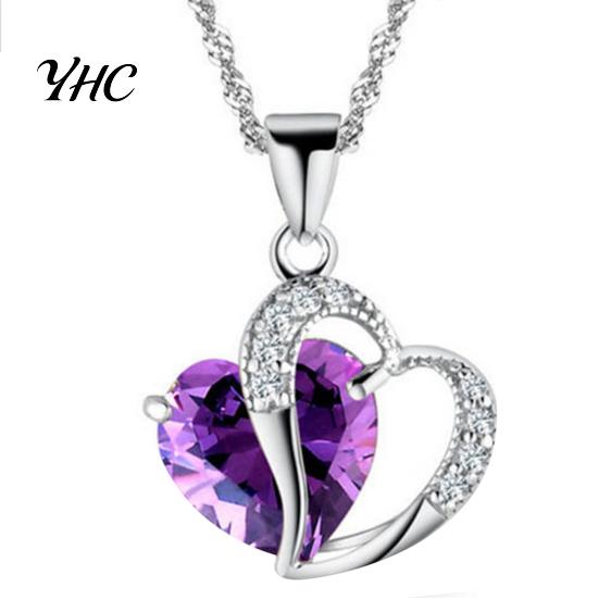 Heart Pendant Necklace Cubic Zirconia Inlaid Jewelry Gift Women Shape Fashion for Daily Life
