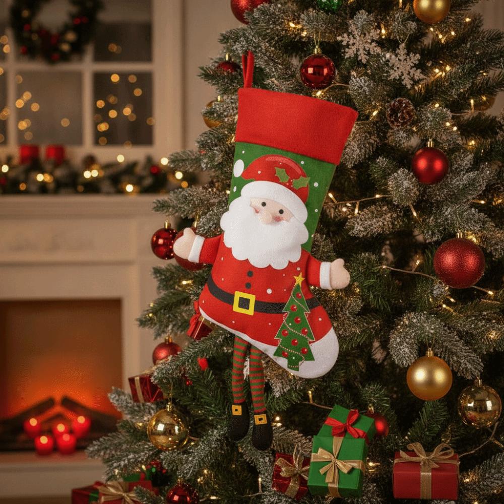 Cartoon Large Christmas Stockings Cute Christmas Tree Ornaments Candy Gift Bags  Xmas Tree Pendants