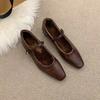 Fashion Shallow Shoes Women Vintage Square Toe Flat British Style Oxford Shoe Female Ballet Casual Loafers Brand