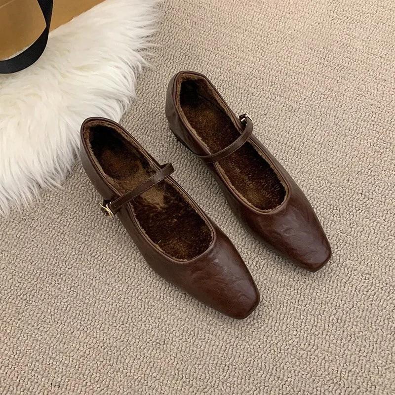 Fashion Shallow Shoes Women Vintage Square Toe Flat British Style Oxford Shoe Female Ballet Casual Loafers Brand