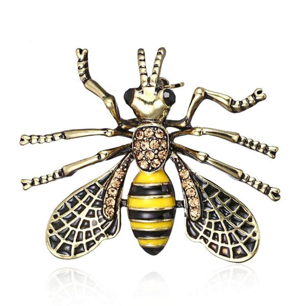 Exquisite Women Men Little Bee Fashion Crystal Brooch Decoration Rhinestone Insect Series Enamel Brooches Pins Accessories