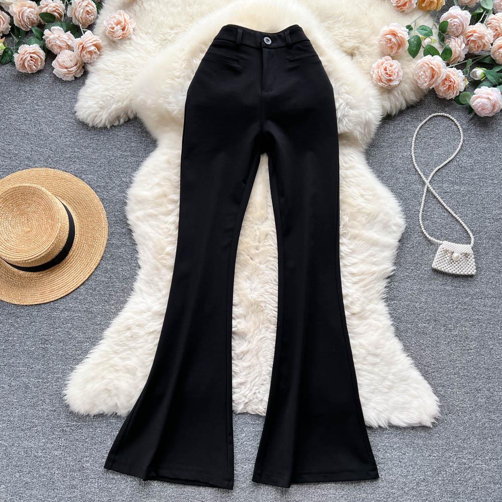 Autumn And Winter Retro Casual High Waist Drape Thin Wide Leg Bottoming Flared Pants