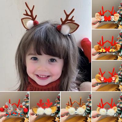 1 Pair Christmas Hairpins Festive Styles Reindeer Christmas Tree Snowman Santa Claus Plush Sequins Decor Hair Clips