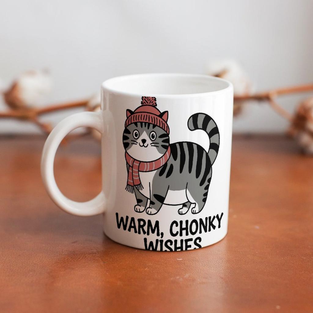 1pc 11oz blank ceramic coffee mug, double-sided printed cup for tea, cocoa, beverages, glossy white surface, durable, perfect everyday choice