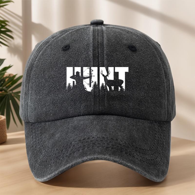 

HUNT Outdoor Hunting Printed Baseball Cap Classic Washed Retro Peaked Cap Soft Sweat-Absorbent Breathable Hat Personalized Street Hip-Hop Hat чёрный