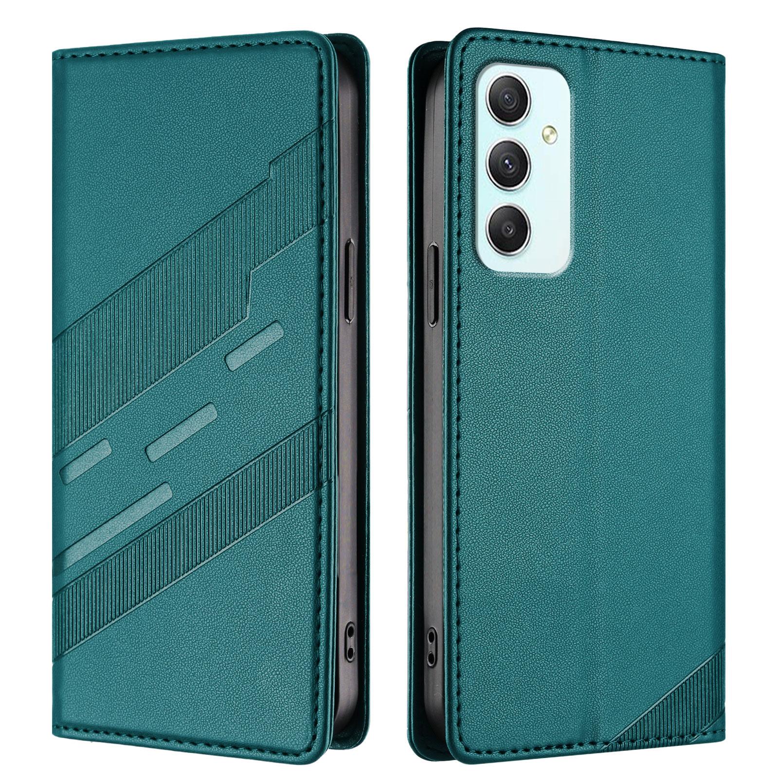 

For Samsung Galaxy A35 5G Phone Cases Punk Style Imprinted Wallet Stand Leather Cover Dark Green