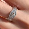 Huitan Luxury Shiny  Color Twisty Shaped Rings Inlaid Cubic Zirconia For Lady Wedding Party Engagement Accessories Jewelry