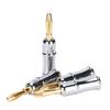 Preffair 4PCS Banana Plug Connector 24K Gold Plated Brass Banana Plug Six Leaf Banana Plug for Speakers BA1462
