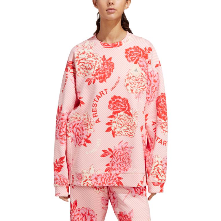 Adidas Sweatshirts Women's Pink Crew Neck Moderate Regular HR8080