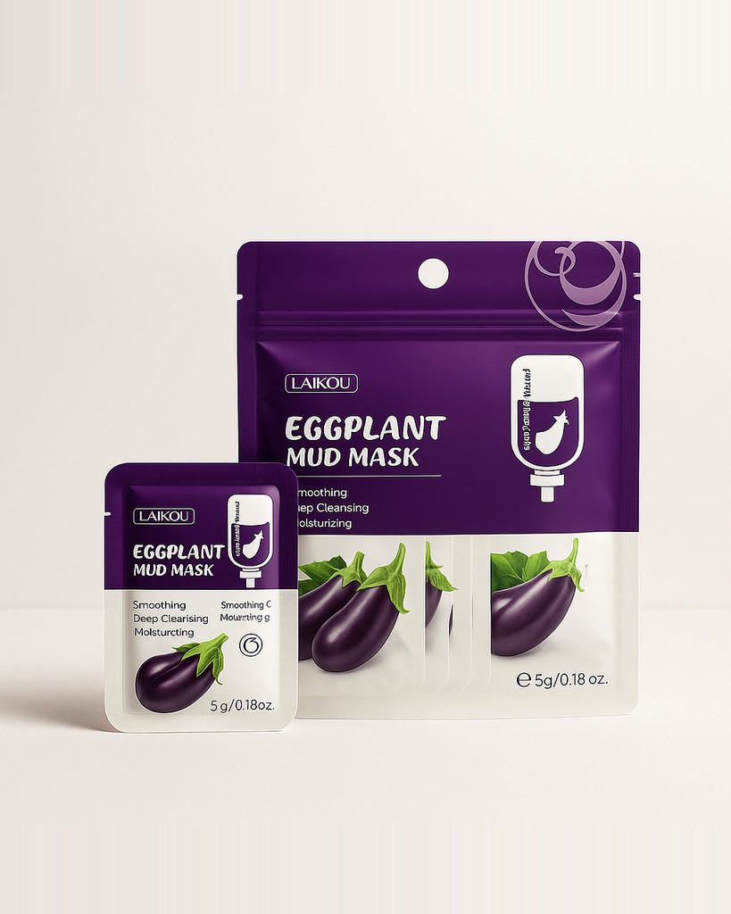 LAIKOU Eggplant Mud Mask 12 Pcs Mask Mud Facial Cleansing Mud Mask Skin Care Products