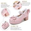Women Kawaii Mid Block Heel Mary Jane Rockabilly Pumps with Bow Platform Chunky Heel Cute Sweet Shoes
