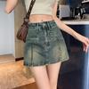 Denim Half Length Pants Skirt Women's Summer Shorts Large A-line Short Skirt High Waist Short Skirt