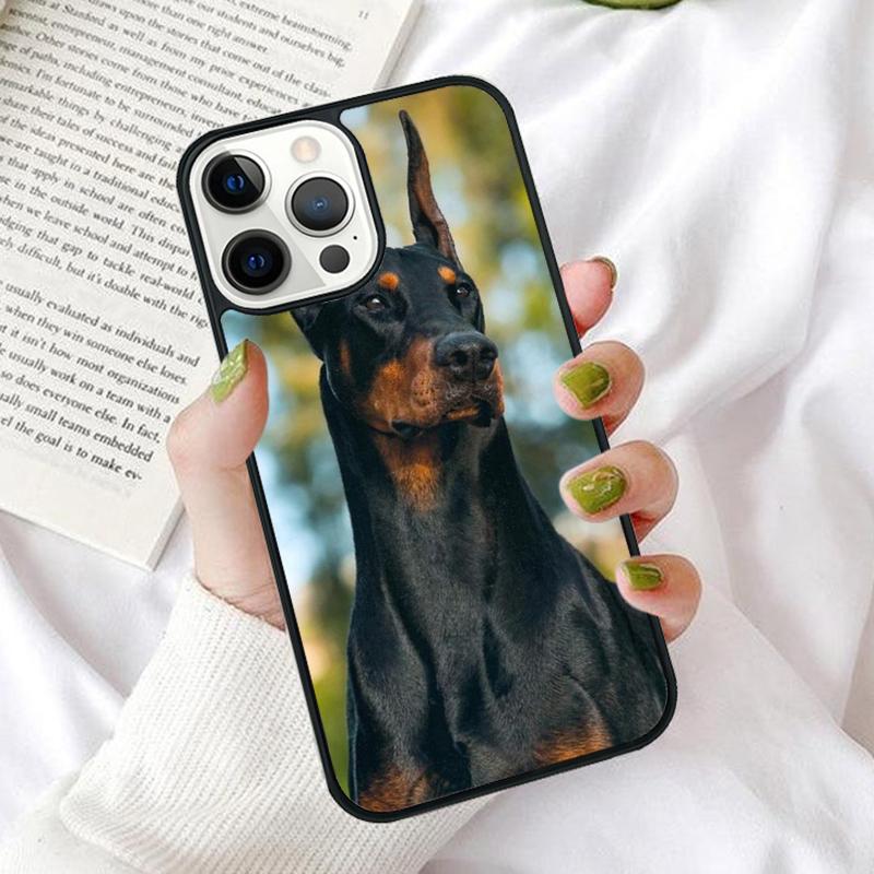 Cartoon Doberman Dog Phone Case Cover for iPhone 17 Air 16 16e 12 11 13 14 15 Pro Max for Apple Plus Coque