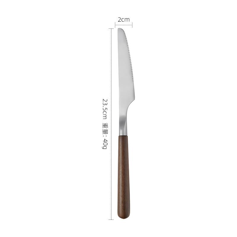 304 stainless steel walnut tableware high-end western food steak knife and fork household eating spoon chopsticks