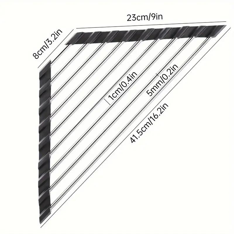 Roll Up Triangle Dish Drying Rack Kitchen Sink Organizer Corner Over The Sink Sponge Rag Holder Foldable Stainless Steel Drainer