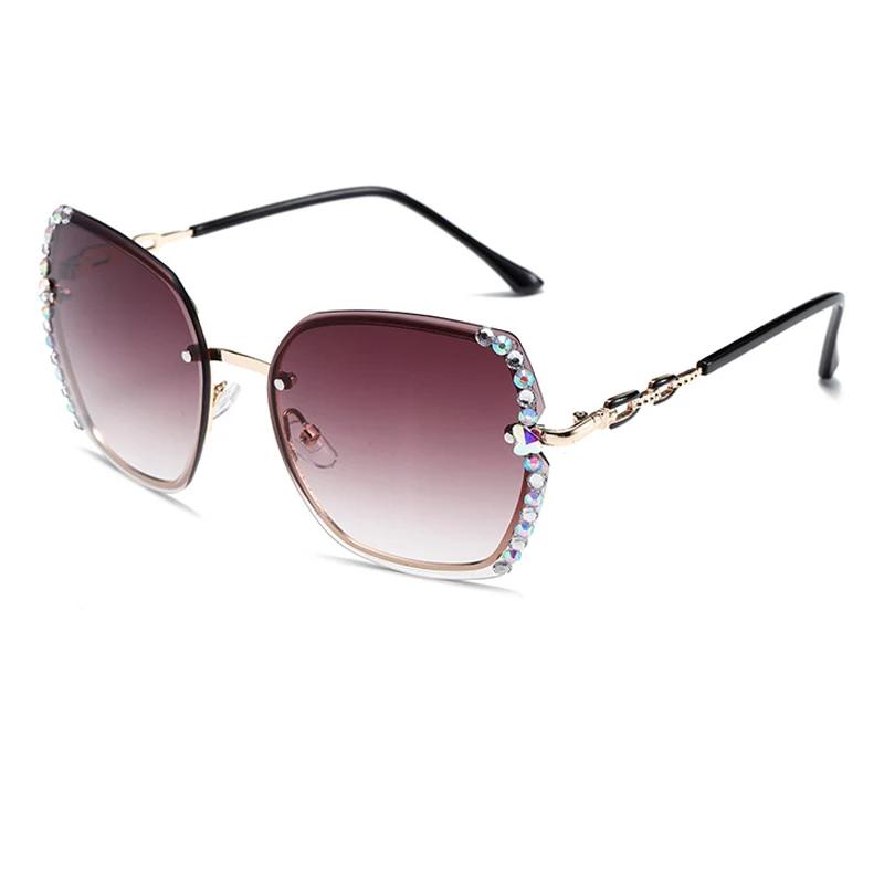 Newest Rimless Rhinestone Sunglasses Luxury Brand Design Women Men Fashion Gradient Lens Sun Glasses Shades For Female