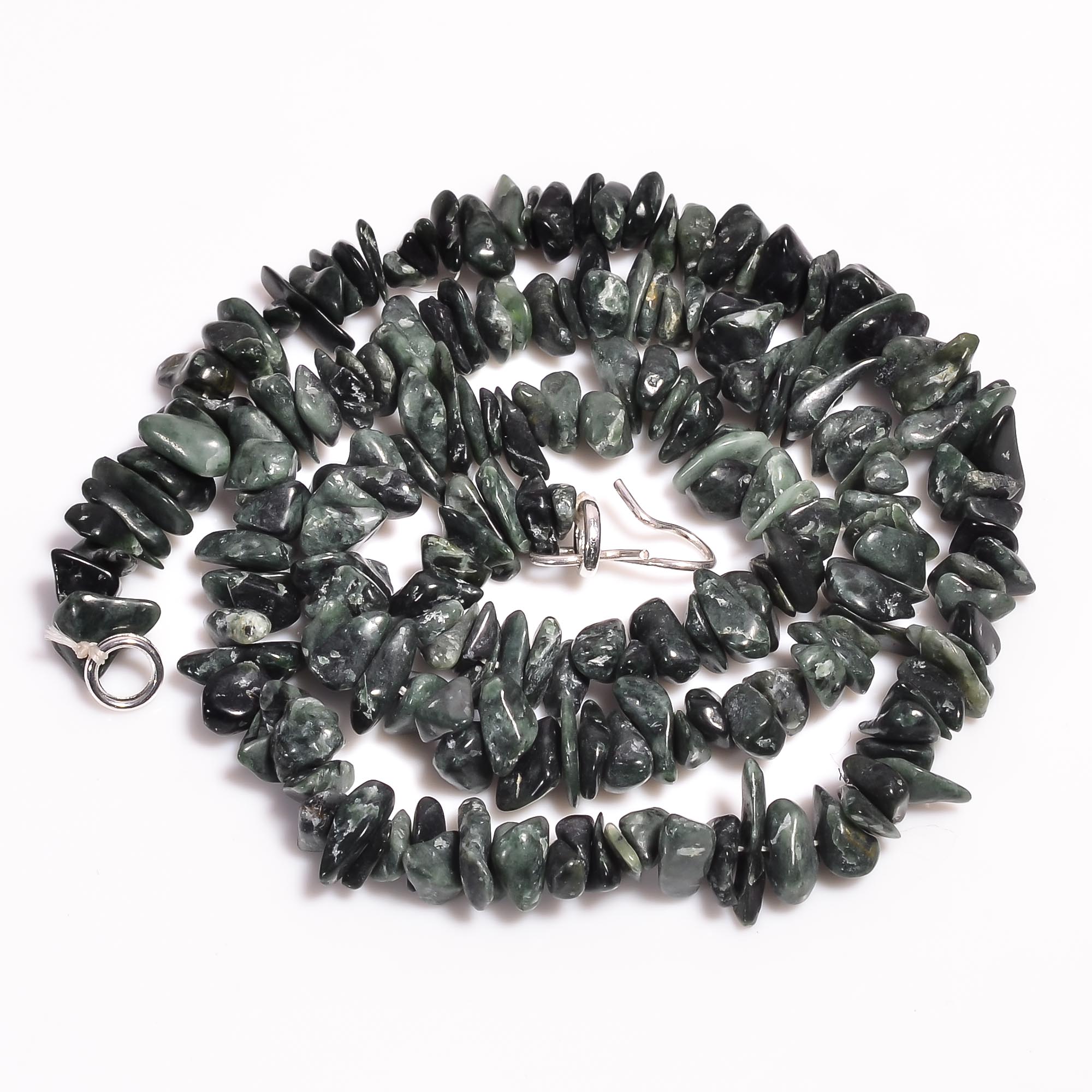 

Натуральный Серафинит Необработанный Гладкие Бусины Ожерелье 7-12 мм 17.5 UB-8403 UB-8403