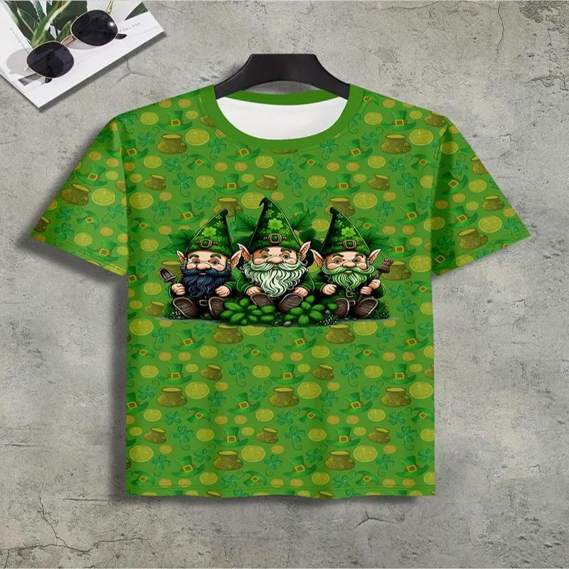 

Мужская футболка с рисунком гнома ко Дню Святого Патрика, зеленая, с круглым вырезом и коротким рукавом, из полиэстера, повседневная уличная одежда на все времена XXXL