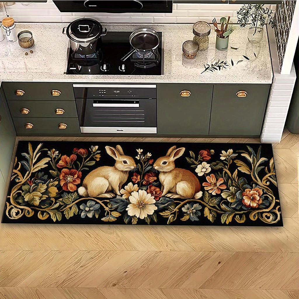 1Pcs Anti Fatigue Kitchen Rugs, Flowers and Plants  Print Waterproof Non-Slip Thick Cushioned Kitchen Mat Heavy Duty Comfort Standing Mat for Kitchen