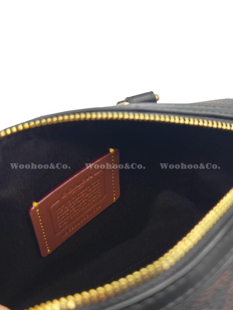Coach Brown Signature Canvas Mini Rowan Duffle Bag with Leather Trim & Gold Hardware for Daily Use