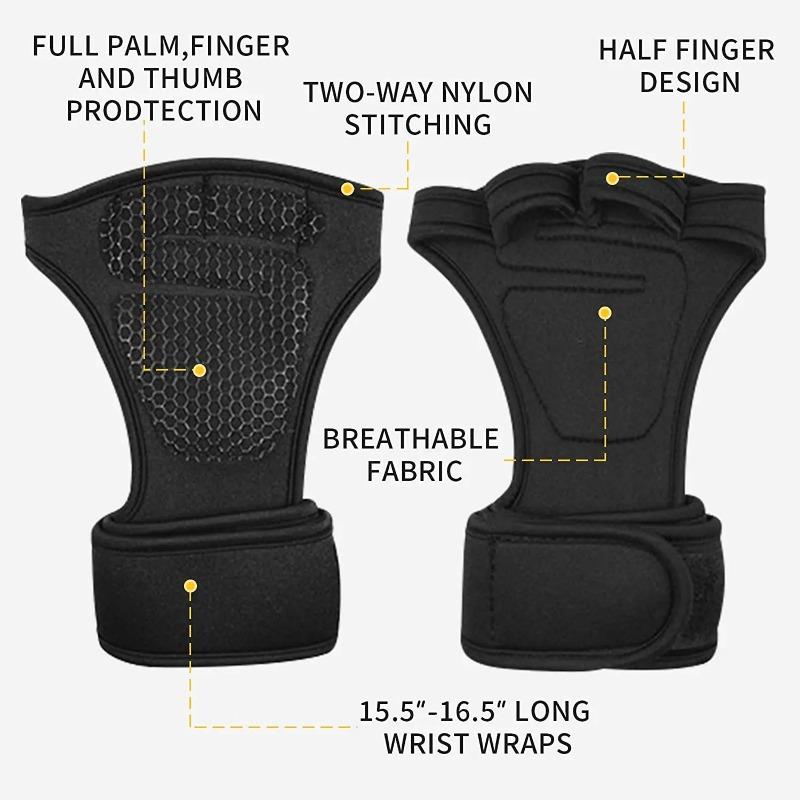 1 ζευγάρια γάντια προπόνησης άρσης βαρών για άνδρες Γυναικεία γυμναστική Αθλητισμός Body Building Gymnastics Gym Hand Wrist Protector Palm
