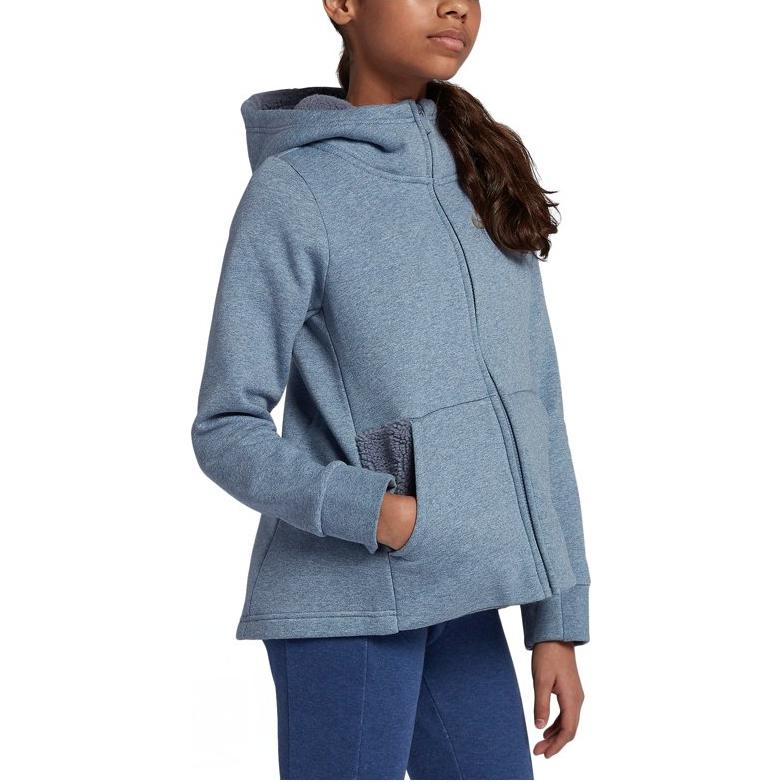 Nike Kids Logo Print Hooded Jacket Kids Jackets Gray AV8422-445