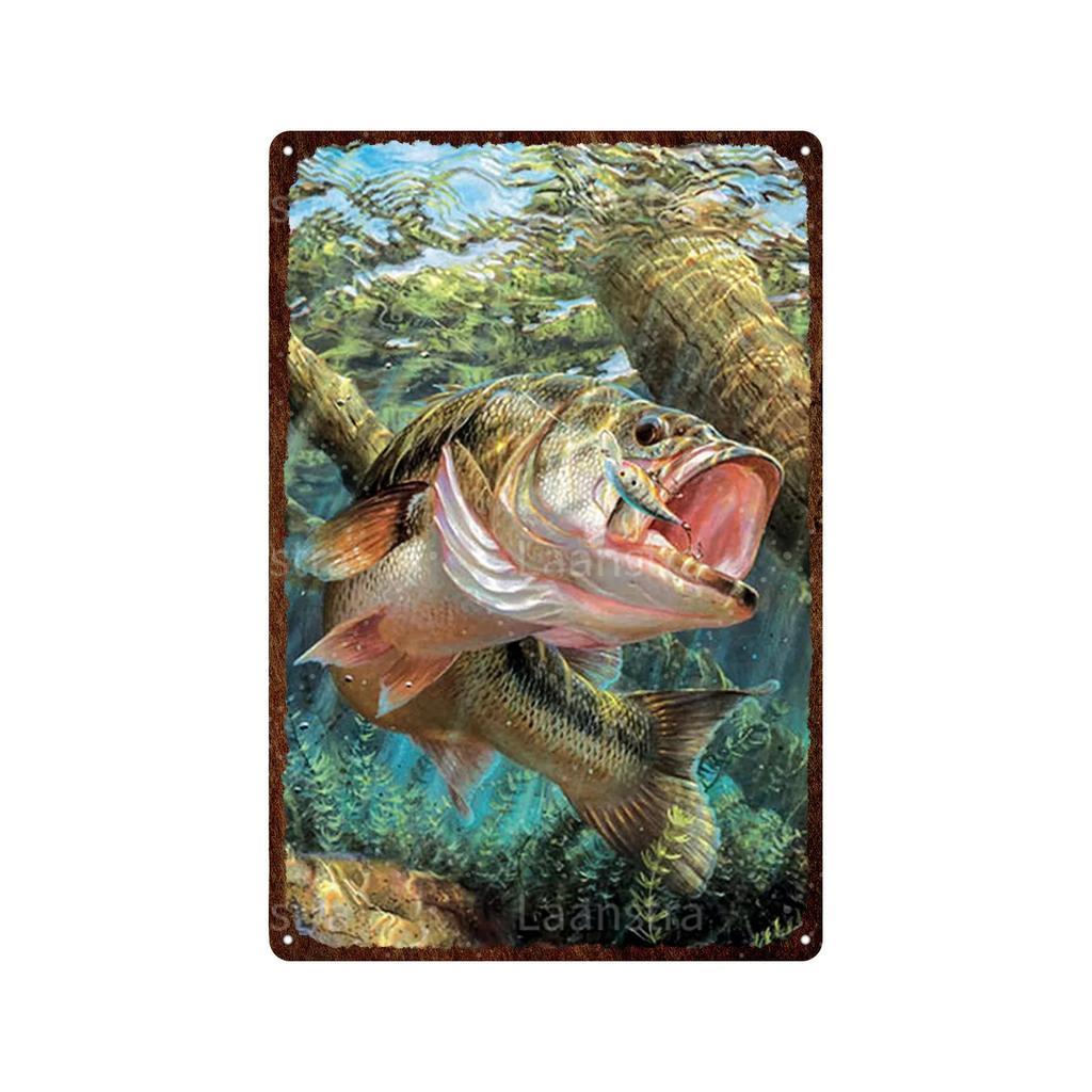 Vintage Animal Various Fish Metal Plate Wall Decor Tin Signs Art Posters Plaque Man Cave Bar Club Decoration Iron Painting