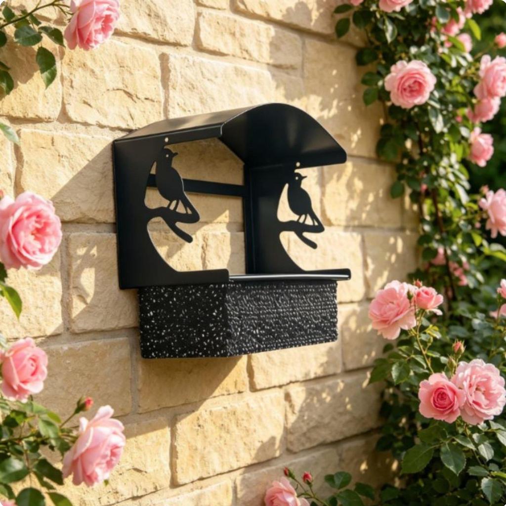 Vintage Window Style Bird Feeder Weather Resistant Wall Mount Tray Garden Decor for Gardeners,