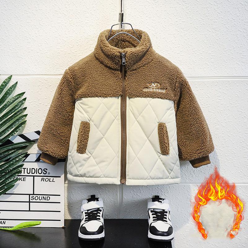 Boys Plush Jacket Cotton Jacket Baby Cotton Jacket Children's Autumn Winter Clothing Jacket