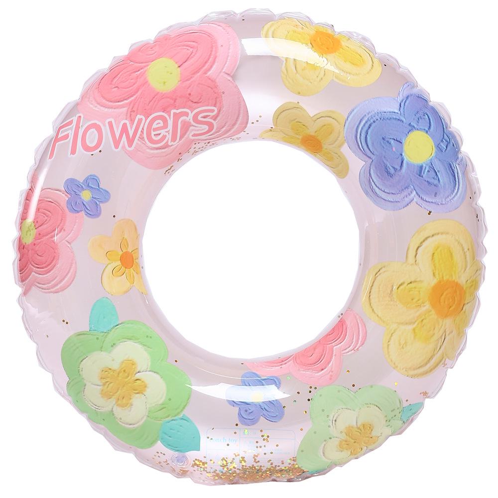 Anello gonfiabile da nuoto rétro a righe ispessito per bambini Xiao Lü - Design Oliva e Fiore di Ciliegio