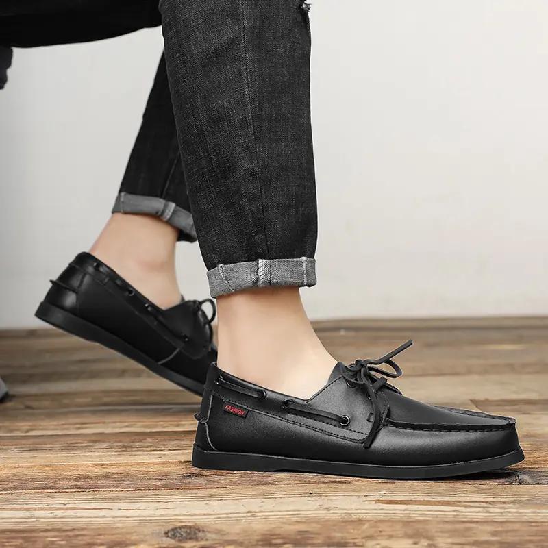 Fashion genuine Leather Casual Shoes for Men Summer Loafers Driving Shoes Slip on Mens Moccasins Brand Luxury Men Dress Business Shoes