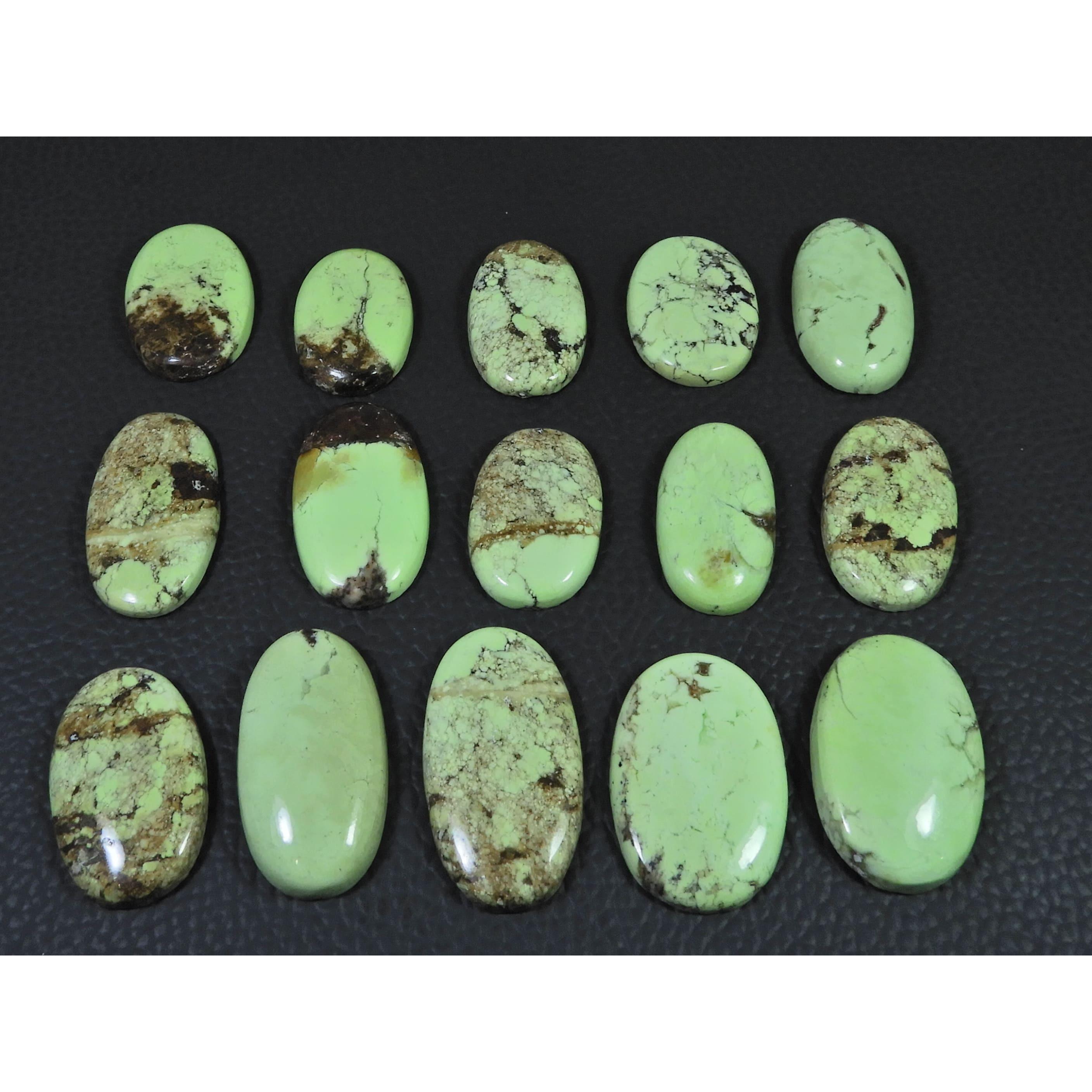 315Cts. Natural Lemon Chrysoprase Oval Cabochon Loose Gemstone 15 Pcs Lot C-2502