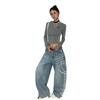 Women's Retro Letter Print High Street Wide Leg Jeans
