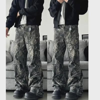 Heren Camouflage Zomer Jeans: Amerikaanse High Street Stijl, Losse Pasvorm, Knappe Casual Broek