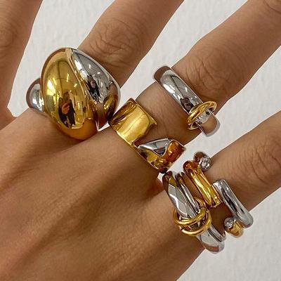 Jieding Colorblock Stainless Steel Titanium Ring: High-End, Niche, Exaggerated European & American Style Jewelry.
