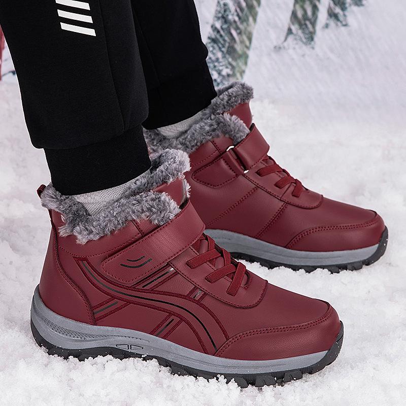 Elderly cotton shoes 2025 new middle-aged and elderly men's and women's velvet thickened warm leather surface waterproof and non-slip mother shoes