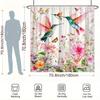 ~O~1pc Hummingbirds & Blooms Shower Curtain - Watercolor Design, Polyester, 70.8x70.8", 12 Hooks, Washable
